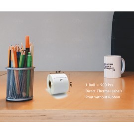 OEka 2 Inches Round Direct Thermal Labels Blank Shipping Labels Address Labels 500Pcs/Roll Compatible with Rollo & Zebra Desktop Printers (White, 1 roll)