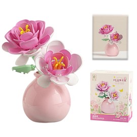 Romantic Roses Bouquet Building Blocks Set with Vase, Faux Flowers Building Set, Flower Botanical Collection Blocks Kit for Adults, Teen Boys, Girls, Home Décor, Office Decor, Mum Gifts