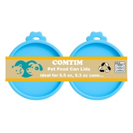 COMTIM Cat Food Can Covers Lids for 5.5 oz Cans, 2 Pack Silicone Cat Food Can Lids for 5.5 oz 5.3 oz Cans...Pet Food Can Covers Reusable Can Toppers Savers for Wet Food