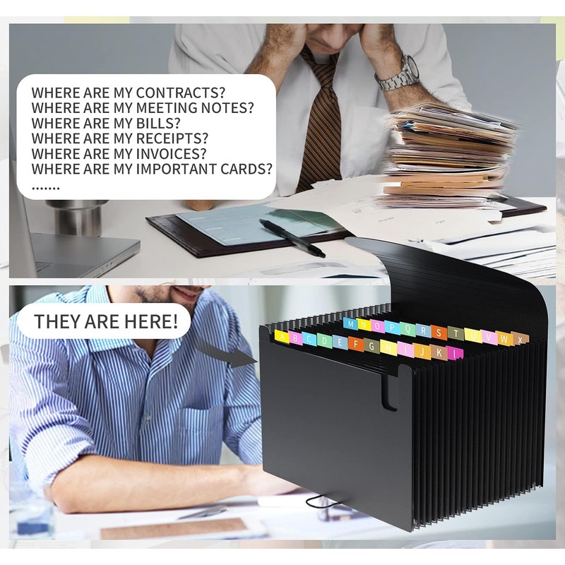 Vanulee 25 Pockets File Organiser Box File Folder,Document Organiser Concertina