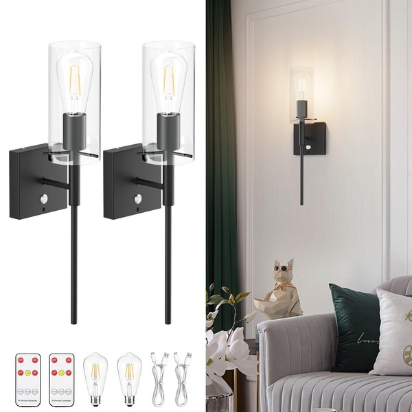 Tipace Battery Operated Wall Sconce Set of Two,No Wired Rechargeable