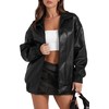 SAMPEEL Black Leather Jacket Women Cute Oversized Motorcycle Trendy Coats