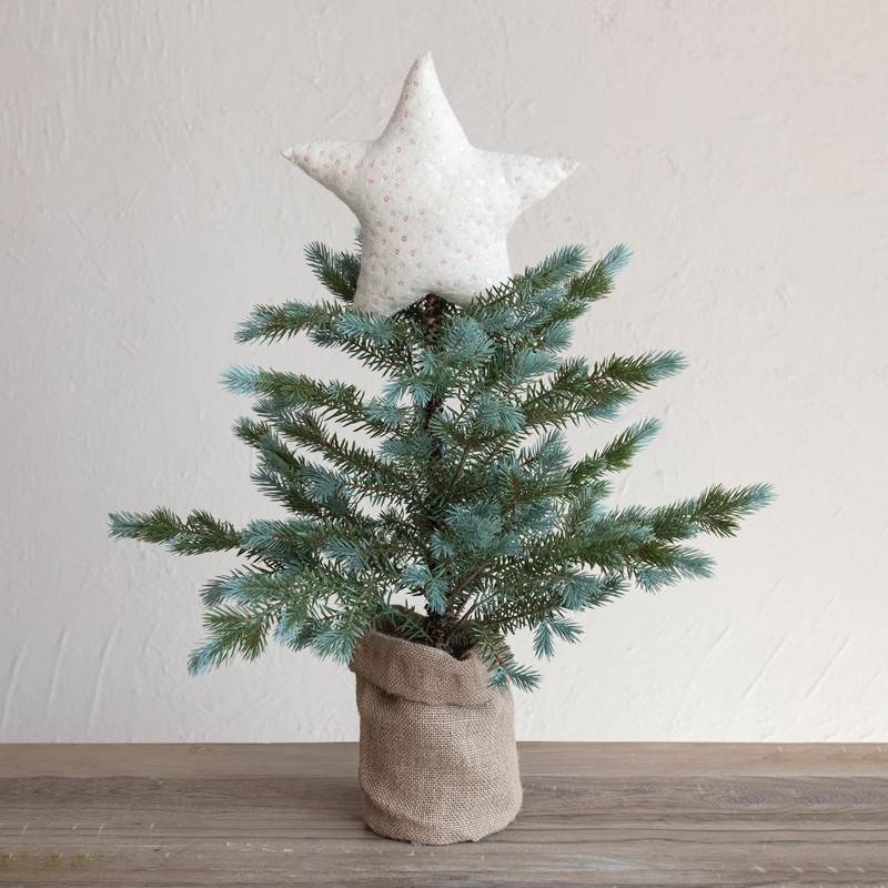 Creative Co-Op Handmade Wool Felt Star Tree Topper with Sequins,