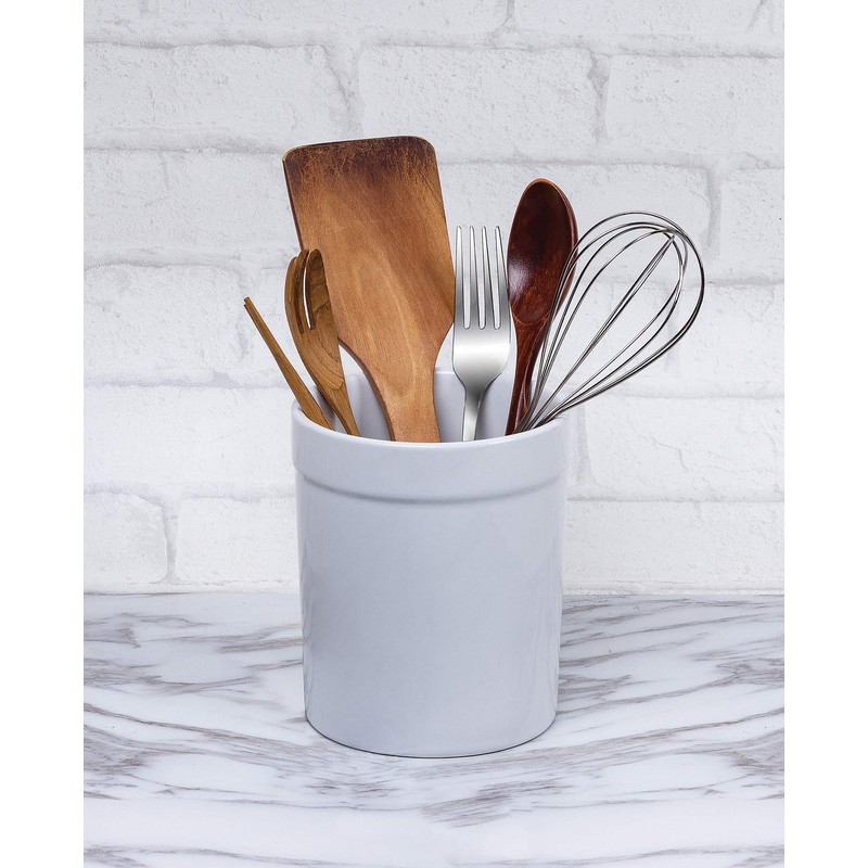 Fox Run 3950 Soporte para Utensilios, Gres Blanco, Mediano, Blanco