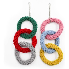 1 Pack Hanging Three-Ring Climbing Toys, Swing Toys, Hamster Toys, Cage Accessories for Hamster Squirrel Chinchilla Parrots (Style 2, One Size)