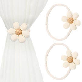 DEFIYEAR 2PCS Magnetic Curtain Tie Backs, Flower Shaped Curtain Binding Ropes, Elegant Tiebacks for Curtains, Durable Curtain Ties - Curtain Holder, Perfect for Living Room Bedroom Office Décor
