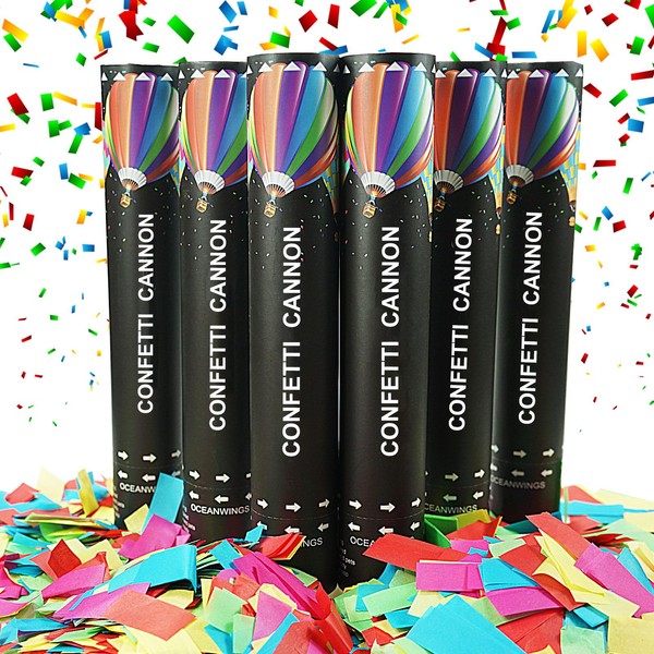 Biodegradable Confetti Cannon Easy Clean - 6 Pack Party Poppers