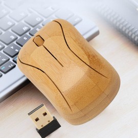 ciciglow Wireless Mouse, 2.4GHz Computer Wireless Devices with USB Receiver Bamboo Wood Comfortable Mouse Noiseless Mouse for Work Study Leisure Time