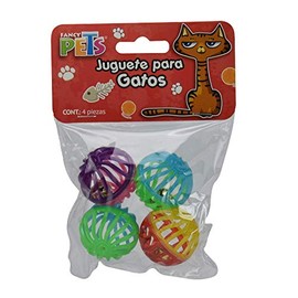Fancy Pets Juguetes para Gato con Cascabel CH, Plástico Resistente, Estimulan Instinto de Caza, 4 Piezas