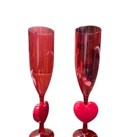 Southern Homewares Set of 2 Heart Champagne Flute Glasses | Elegant, Durable | Ideal for Celebrations