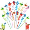 16 cannucce per bambini, motivo animali marini, in plastica, colorate,