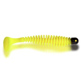 Black Cat Premium Shad Worm Rubber Fish with Slats Fishing Lure for Catfish Fishing Spin Fishing Yellow Zombie 17 cm