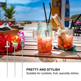 Artibetter 6pcs Stainless Steel Cocktail Pick Set Fruit Stick Martini Picks