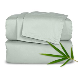 Pure Bamboo Queen Sheets, Genuine 100% Organic Viscose Derived from Bamboo Bed Sheet Set, Luxuriously Soft & Cooling, Double Stitching, 2 Year Quality Promise (Queen, Sea Glass)