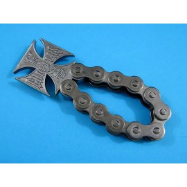 WEST COAST CHOPPERS Iron Cross Logo Motorcycle Chain Beer Bottle Opener Bar Pub