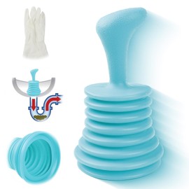 Handy Sink and Drain Plunger, Heavy Duty Plumbers Plunger, Commercial Style Mini Home Plunger, Powerful Toilet Unblocker Tool with Large Bellows Gloves, Handheld Plunger for Kitchen Bathroom