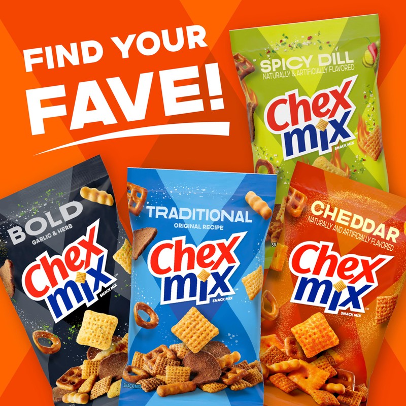 Chex Mix Cheddar Snack Mix, Savory Snack Bag, Family Size,