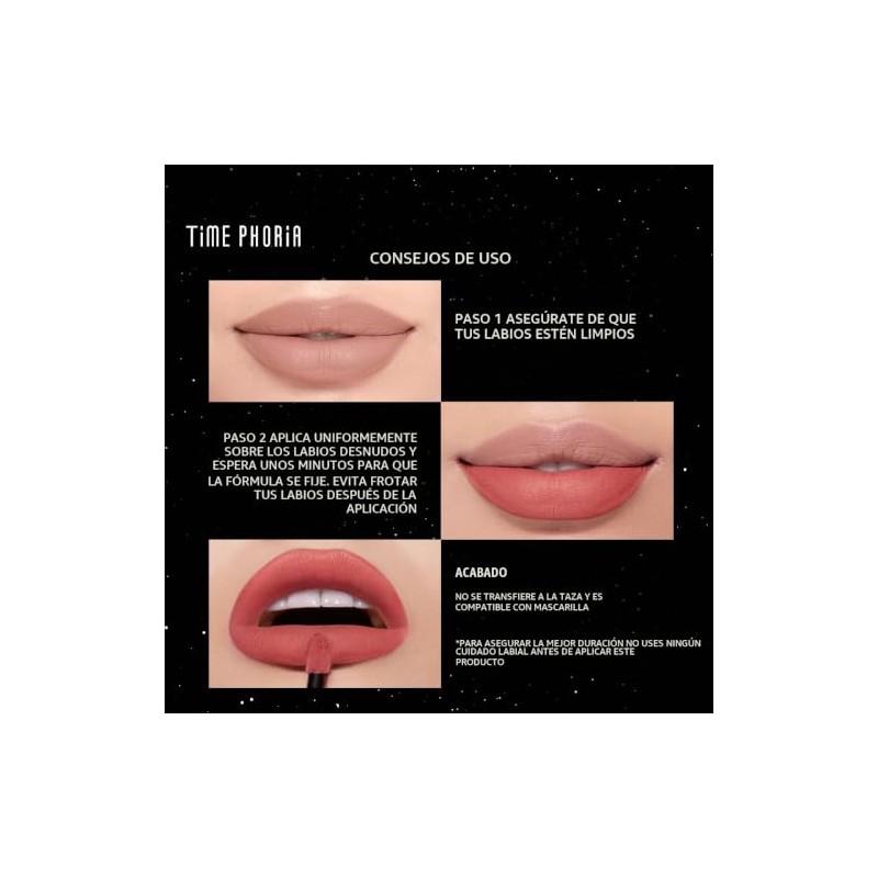 TIMEPHORIA Tinta para Labios Mate Difuminado, Larga Duración 24 Horas,