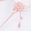 2 PCS Rhinestone Hair Chopsticks Pink Blue Flower Hair Stick