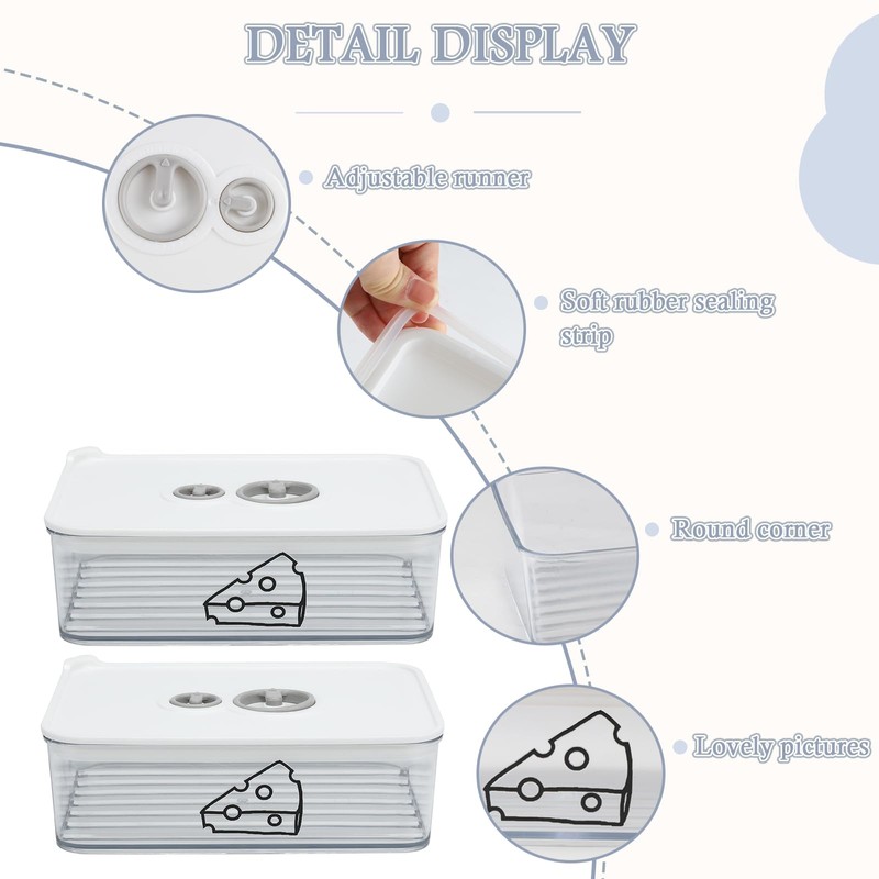 Yomjarl 2 Pcs Cheese Container for Refrigerator,Cream Cheeses Storage Box,Cheese