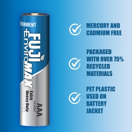 Fuji Enviromax 3400BP4 EnviroMax AAA Extra Heavy-Duty Batteries (4 pk), Blue, Standard