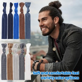 79style 100pcs Hair Ties For Men Bun Fabric Elastic Ribbon Hair Ties Ponytail Holders Mens Hair Bands Knotted Knot Hair Tie Men Guys Hair Accessories (10 Colors)