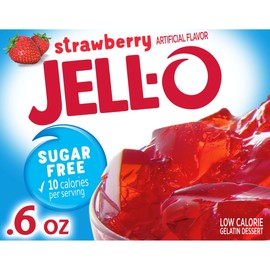 Jell-O Strawberry Sugar Free Gelatin Dessert Mix, 0.6 Ounce (Pack of 24)