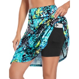 KORALHY Womens Knee Length Skorts Skirts Tennis Athletic Golf Casual Skort with 4 Pockets 20", Leopard pattern