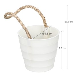Ideen mit Herz Decorative container with handle, plastic planter, blank for further decorating, white, 8.5 cm high, diameter 9.4 cm, blank for further decorating, white