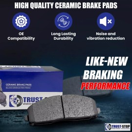 Trust-Stop SS323 Ceramic Brake Pads Rear Set Replacement for Hyundai Elantra Tiburon 94-08