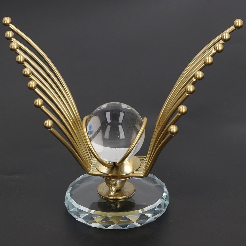 Flying Eagle Statue Modern Abstract Metal Eagle Crystal Ball Figurine