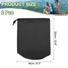 PATIKIL Stuff Sack, 2 Pcs 6 x 13 Inch Waterproof Outdoor Storage Sack Portable Drawstring Dust Flap Bag Lightweight Sleeping Bag for Camping Hiking Travel, Black
