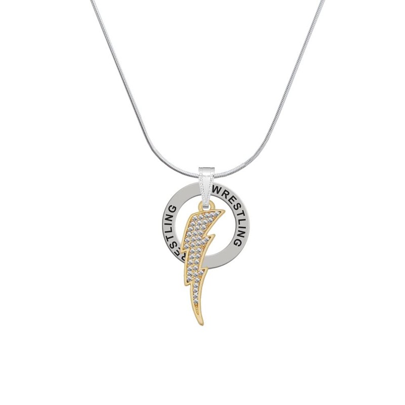 Delight Jewelry Goldtone Large Clear Crystal Lightning Bolt - Wrestling