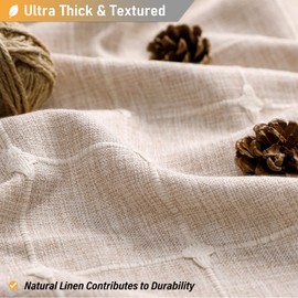 BTTN 60 Inch Stall Shower Curtain, Boho Farmhouse Linen Fabric Tassel Shower Curtain Set with 10 Plastic Hooks, Narrow Country Decorative Water-Repellent Shower Curtains for Bathroom, 60x72, Tan/Taupe