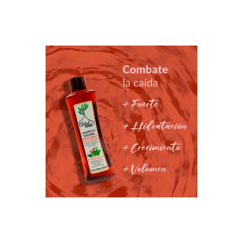 Shampoo Natural Anticaída Cabello Árbol Verde 500ml