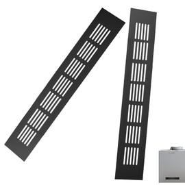 Pack of 2 Ventilation Grilles Aluminium Ventilation Grille Rectangular Exhaust Grille Corrosion Protection for Ventilation of Cabinets Kitchen Bedrooms Black (50 x 300 mm)