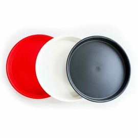 FSE 373-HS-HS1073-RC Crawfish/Oyster Tray, 16" Diameter, Round, ABS Plastic, Red Chile Color, Microwaveable and Dishwasher Safe, Commercial Seafood Serving Tray, 24 Pack