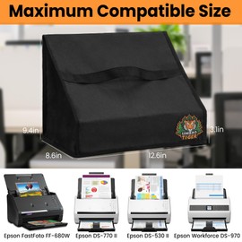 Umbrotiger Scanner Dust Cover for Epson FastFoto FF-680W/DS-530 II/770 II/970 Waterproof Anti-Static Dustproof Cover, Foldable with Handle (300D Oxford Fabric) for Office and Home