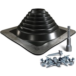 VIVIDA #4 Silicone Metal Roof Pipe Boot, High Temp Flexible Roof Jack Vent Boot for Pipe OD 2-3/4" to 7", Screws & Hex Socket Included, Square Base, Black, 1 Pack