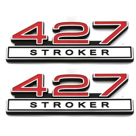 2pcs 427 Stroker 7.0 Liter Engine Emblems Badge 3D Decals Stickers Cars Trucks (Chrome Red)