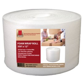 uBoxes Foam Wrap Roll 320' x 12" Wide 1/16 Thick Cushion - 12" Perforation