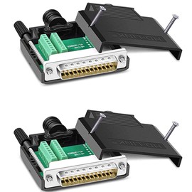 PENGLIN DB25 Solderless Male RS232 D-SUB Serial Adapter, 16 mm Thin 25-Pin Port Terminal Solderless Breakout Connector Board with Case Accessories, Pack of 2