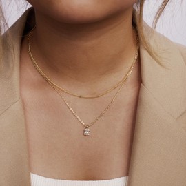 LEXODY CZ Diamond Necklaces for Women Dainty Gold Necklace Layered CZ Necklace 14k Gold Plated Simple Gold Diamond Choker Necklaces for Women Trendy Jewelry