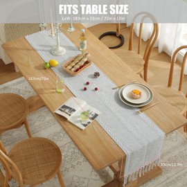 Fecialy Cotton Linen Sage Green Table Runner 183cm Long with Handmade Tassel Farmhouse Style Table Runners for Holiday Party Dining Table Wedding Decorations 183x33cm