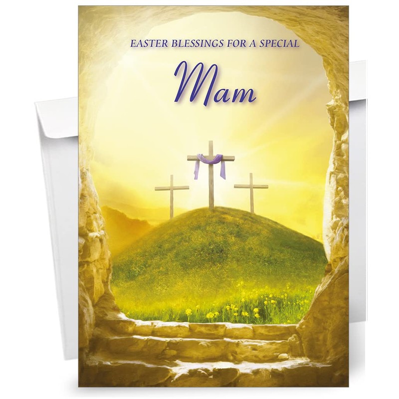 Mam Religious Easter Card - Christian Easter Card - A5