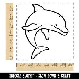 Friendly Bottlenose Dolphin Square Rubber Stamp for Stamping Crafting - 1.75in Medium