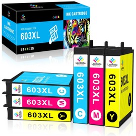 LeciRoba 603XL Ink Cartridge Replacement for Epson 603 603XL Ink Cartridge for Epson XP-2100 XP-2150 XP-3100 XP-3150 XP-4100 XP-4150 XP-4155 Workforce WF-2810 WF-2820 WF-2840 WF-2870 Printer(6 Color)