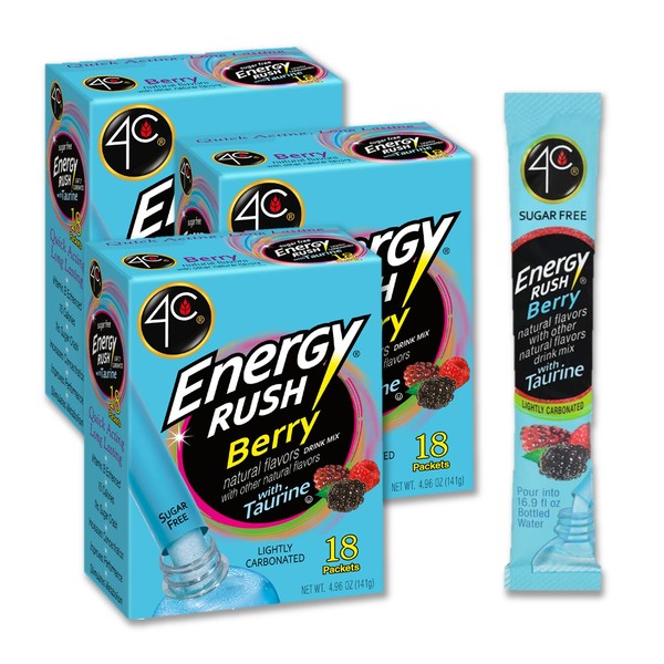 4C Totally Light 2 Go Energy Rush Berry, Sugar Free, 14-Count, Boxes (Pack of 3)