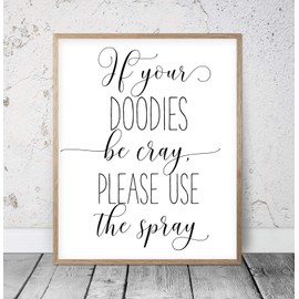 Wood Pallet Plaque with Frame If Your Doodies Be Cray Please Use The Spray, Funny Bathroom Prints, Kids Bathroom Wall Decor, Funny Bathroom Wall Art, Bathroom Rules Quote Sign