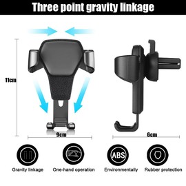 YOBOKO Car Phone Holder Easy Clip Phone Bracket Stable Snap in Clamp 360° Rotation Smartphones Cradles Car Air Vent Gravity Cross Stretching Automobile Holder (Black)